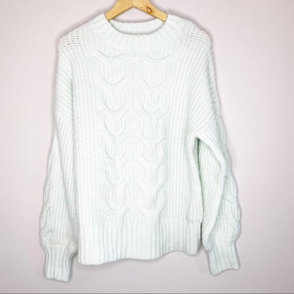MISSGUIDED Oversized Cable Knit Sweater Mint - Picture 2 of 6